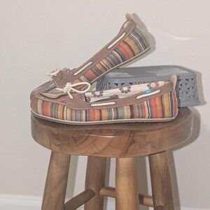 Freewaters Women's Striped Boho Flats- Multi Color, Size 7